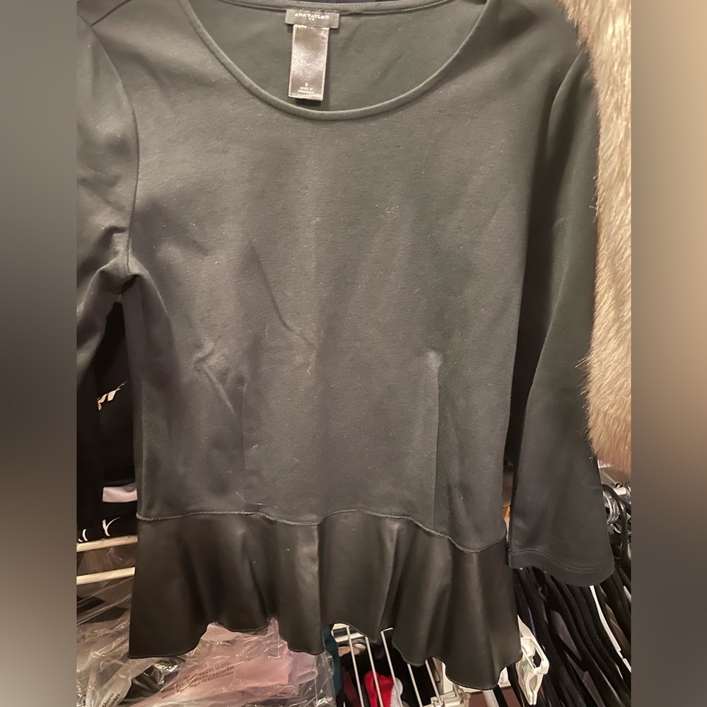 Ann Taylor peplum pleather shirt - Picture 5 of 8